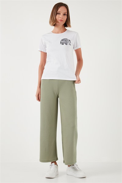Regular Fit Yüksek Bel Geniş Paça Kadın Pantolon 5865882 Olive