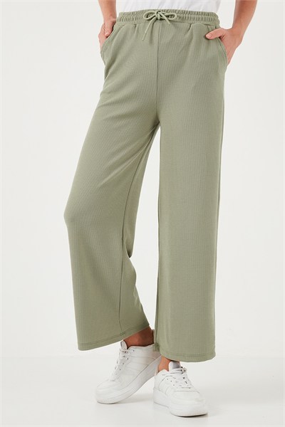 Regular Fit Yüksek Bel Geniş Paça Kadın Pantolon 5865882 Olive