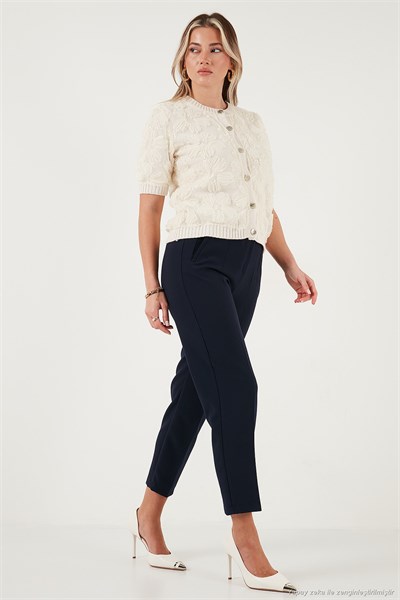 Regular Fit Yüksel Bel Düz Paça Havuç Kadın Pantolon 68350109 LACİVERT
