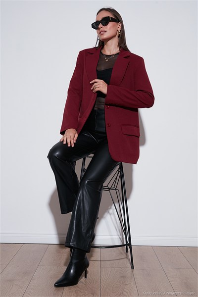 Relaxed Fit Mono Yaka Cepli Blazer Kadın Ceket 611BC00132 BORDO