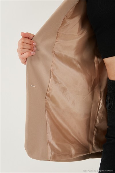 Relaxed Fit Mono Yaka Cepli Blazer Kadın Ceket 611BC00132 VİZON