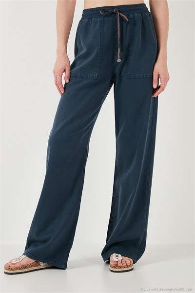 Relaxed Fit Yüksek Bel Bol Paça Kadın Pantolon 668YP5040 LACİVERT