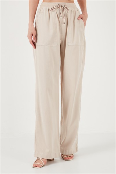 Relaxed Fit Yüksek Bel Bol Paça Kadın Pantolon 668YP5040 TAŞ