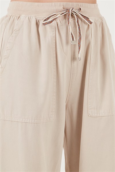 Relaxed Fit Yüksek Bel Bol Paça Kadın Pantolon 668YP5040 TAŞ