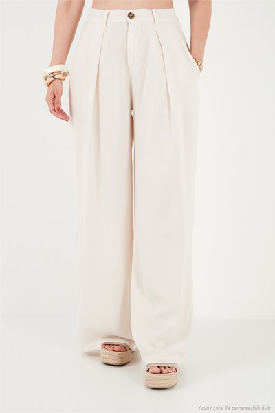 Relaxed Fit Yüksek Bel Geniş Paça Kadın Pantolon 668YP5515 TAŞ
