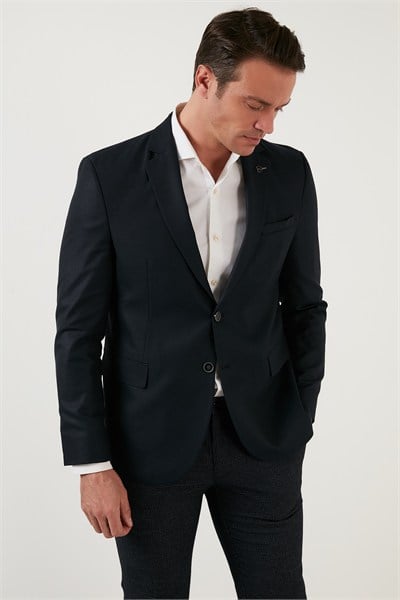 Slim Fit 6 Drop Çift Yırtmaçlı Blazer Erkek Ceket 216SERARDO LACİVERT