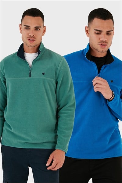 Slim Fit Anti-Pilling Tüylenme Yapmayan Şardonlu Soğuk Geçirmez  2li Paket Erkek Polar 5906001S2 BENETTON-SAKS