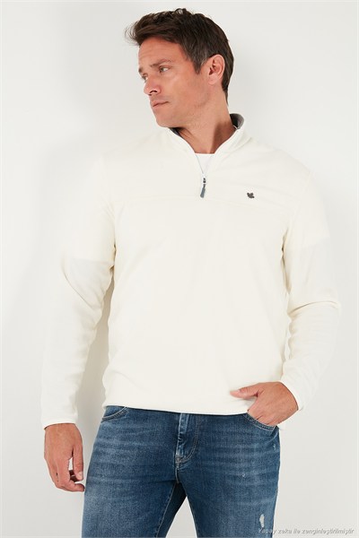 Slim Fit Anti-Pilling Tüylenme Yapmayan Bato Yaka Soğuk Geçirmez Şardonlu Erkek Polar 5906001 EKRU