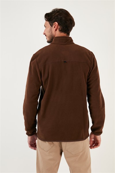 Slim Fit Anti-Pilling Tüylenme Yapmayan Bato Yaka Soğuk Geçirmez Şardonlu Erkek Polar 5906001 KAHVE