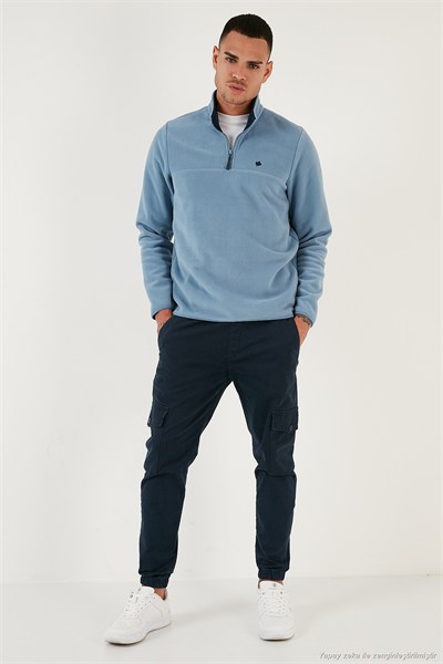 Slim Fit Anti-Pilling Tüylenme Yapmayan Şardonlu Soğuk Geçirmez  2li Paket Erkek Polar 5906001S2 Antrasit-Açık Mavi