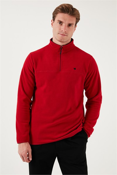 Slim Fit Anti-Pilling Tüylenme Yapmayan Bato Yaka Soğuk Geçirmez Şardonlu Erkek Polar 5906001 BORDO