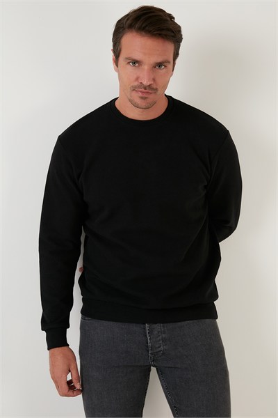 Slim Fit Bisiklet Yaka Pamuklu Erkek Kazak 4562013W4 SİYAH