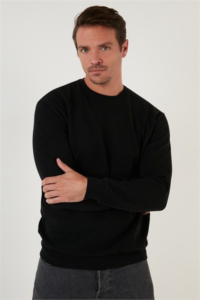 Slim Fit Bisiklet Yaka Pamuklu Erkek Kazak 4562013W4 SİYAH