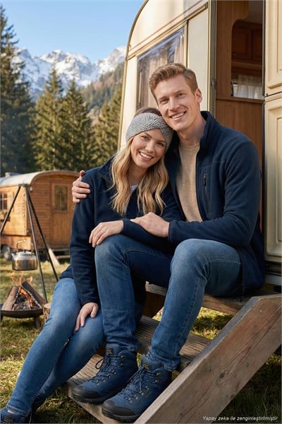 Slim Fit Cepli Fermuarlı Anti-Pilling Tüylenme Yapmayan Soğuk Geçirmez Polar Unisex Hırka 5906028S1 LACİVERT