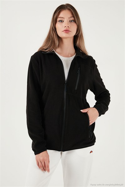 Slim Fit Cepli Fermuarlı Anti-Pilling Tüylenme Yapmayan Soğuk Geçirmez Polar Unisex Hırka 5906028S1 SİYAH