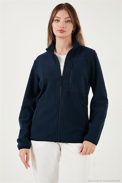 Slim Fit Cepli Fermuarlı Anti-Pilling Tüylenme Yapmayan Soğuk Geçirmez Polar Unisex Hırka 5906028S1 LACİVERT
