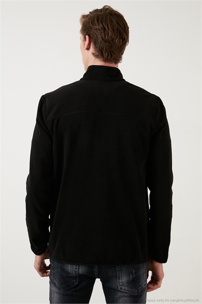 Slim Fit Cepli Fermuarlı Anti-Pilling Tüylenme Yapmayan Soğuk Geçirmez Polar Unisex Hırka 5906028S1 SİYAH