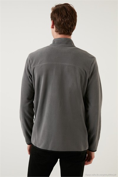 Slim Fit Cepli Fermuarlı Anti-Pilling Tüylenme Yapmayan Soğuk Geçirmez Polar Unisex Hırka 5906028S1 GRİ