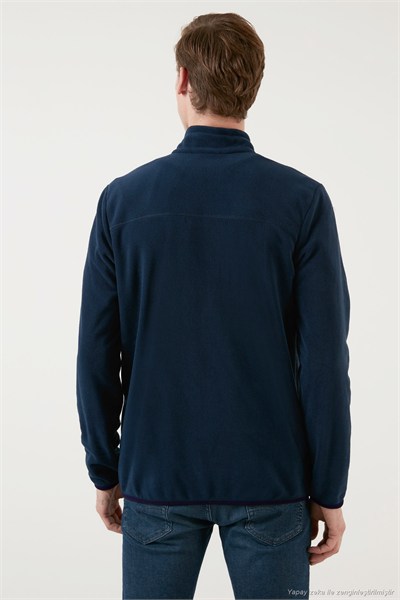 Slim Fit Cepli Fermuarlı Anti-Pilling Tüylenme Yapmayan Soğuk Geçirmez Polar Unisex Hırka 5906028S1 LACİVERT