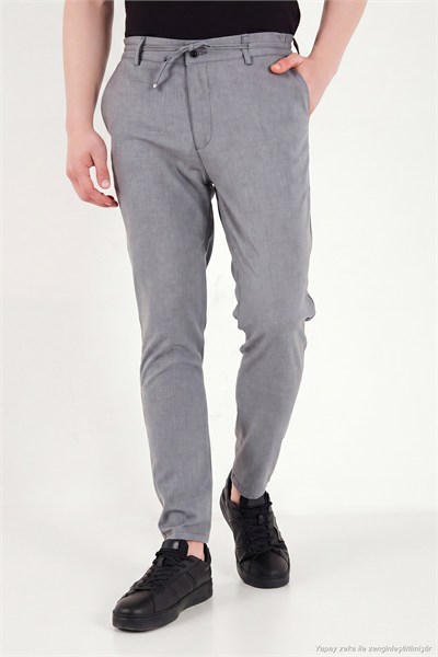 Slim Fit Dar Paça Bağlamalı Erkek Pantolon 6843657 GRİ