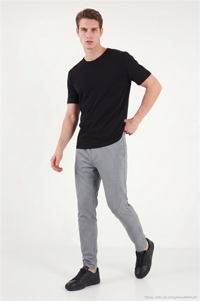 Slim Fit Dar Paça Bağlamalı Erkek Pantolon 6843657 GRİ