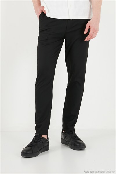 Slim Fit Dar Paça Bağlamalı Erkek Pantolon 6843657 SİYAH