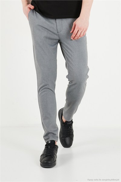 Slim Fit Dar Paça Bağlamalı Erkek Pantolon 6843657 GRİ