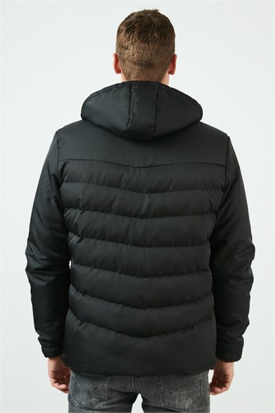 Slim Fit Kapüşonlu Cepli % 100 Pamuk Erkek Mont 5712070 SİYAH-SİYAH
