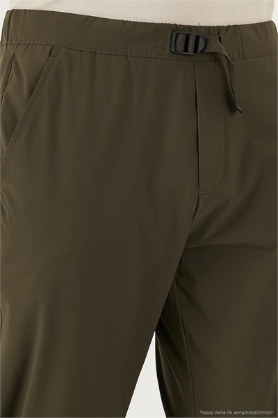 Slim Fit Lastikli Bel Boru Paça Kemer Detaylı Erkek Pantolon 5543S86JMILANO HAKİ