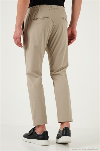 Slim Fit Lastikli Bel Boru Paça Kemer Detaylı Erkek Pantolon 5543S86JMILANO BEJ