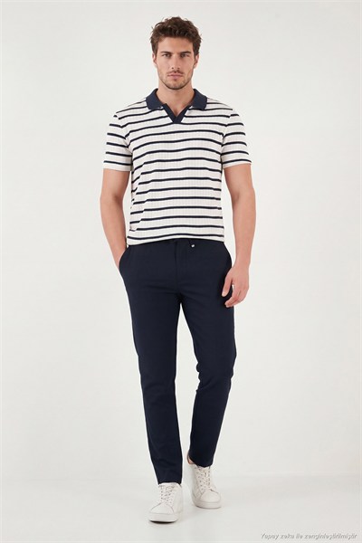 Slim Fit Normal Bel Daralan Paça Erkek Pantolon 6843649 LACİVERT