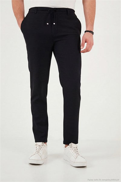 Slim Fit Normal Bel Daralan Paça Erkek Pantolon 6843660 SİYAH
