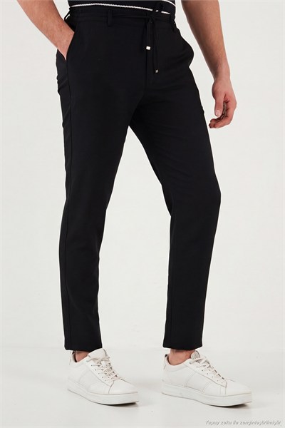 Slim Fit Normal Bel Daralan Paça Erkek Pantolon 6843649 SİYAH