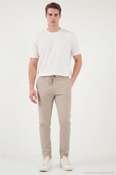 Slim Fit Normal Bel Daralan Paça Erkek Pantolon 6841483 BEJ