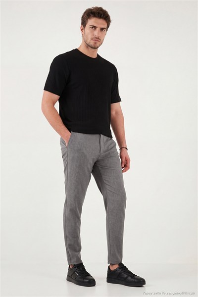 Slim Fit Normal Bel Daralan Paça Erkek Pantolon 6843649 GRİ