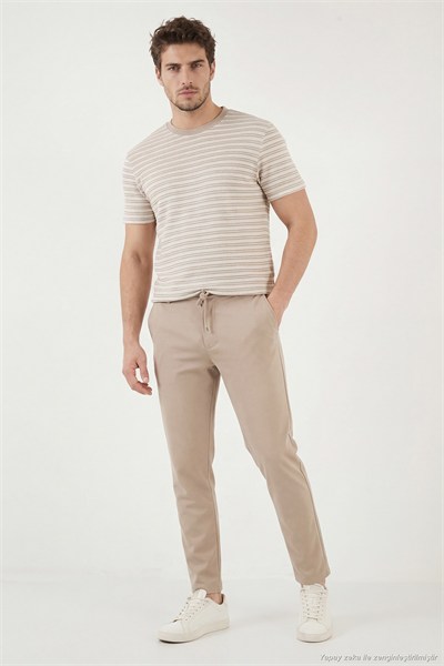 Slim Fit Normal Bel Daralan Paça Erkek Pantolon 6843654 VİZON