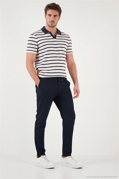 Slim Fit Normal Bel Daralan Paça Erkek Pantolon 6843649 LACİVERT