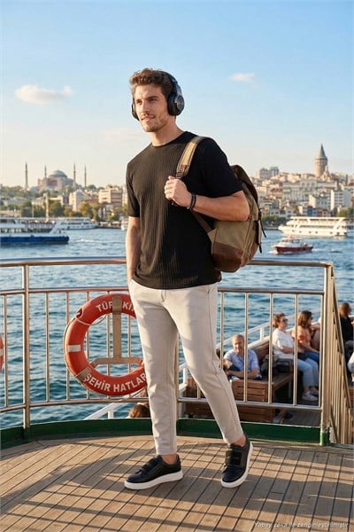 Slim Fit Normal Bel Daralan Paça Erkek Pantolon 6843654 TAŞ