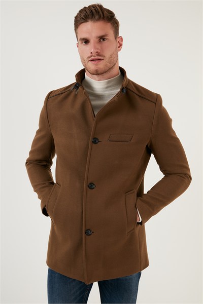 Slim Fit Pamuklu Kaşe Erkek Kaban 5841012 TABA