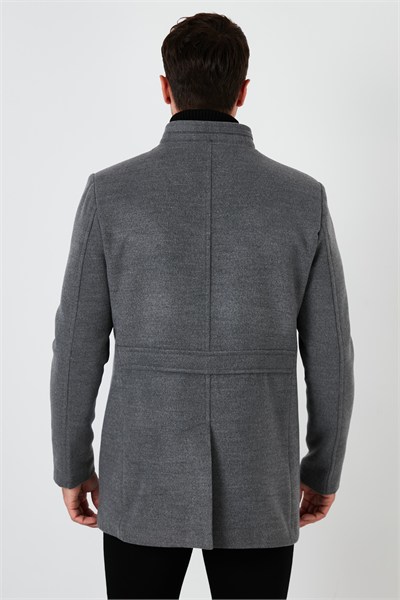 Slim Fit Pamuklu Kaşe Erkek Kaban 5841012 AÇIK GRİ