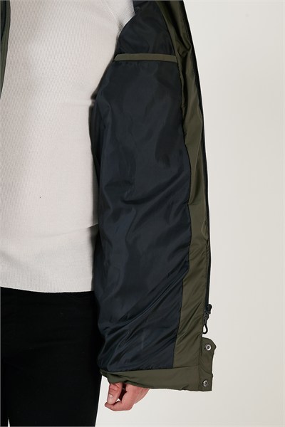 Slim Fit Suya ve Rüzgara Dayanıklı Çıkarılabilir Kapüşonlu Şişme Erkek Mont 649009 HAKİ
