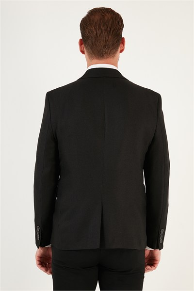 Slim Fit Tek Yırtmaçlı Düğmeli Blazer Erkek Ceket 2163763 SİYAH