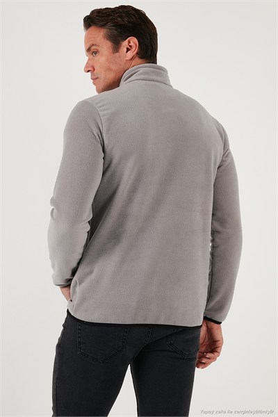 Slim Fit Yarım Fermuarlı Dik Yaka Soğuk Geçirmez 2li Paket Erkek Polar 5906003S2 Haki-Gri