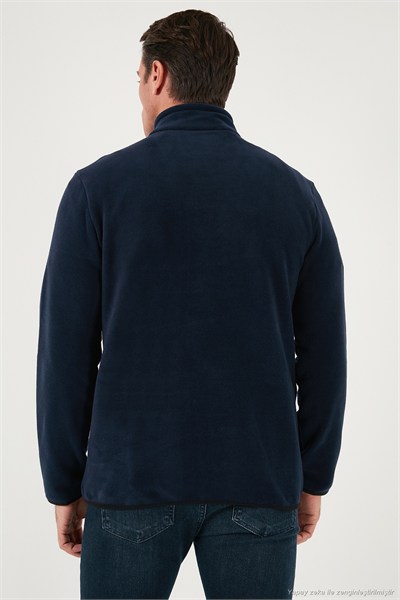 Slim Fit Yarım Fermuarlı Dik Yaka Soğuk Geçirmez 2li Paket Erkek Polar 5906003S2 LACİVERT-SİYAH