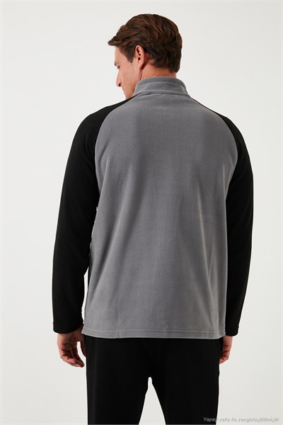 Slim Fit Yarım Fermuarlı Soğuk Geçirmez Şardonlu 2li Paket Erkek Polar 5906055S2 GRİ-HAKİ