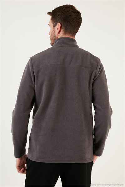 Slim Fit Yarım Fermuarlı Yumuşak Dokulu Şardonlu Soğuk Geçirmez 2li Paket Erkek Polar 59060011S2 FÜME-SİYAH