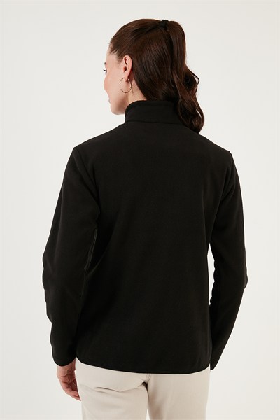 Slim Fit Yumuşak Dokulu Anti-Pilling Tüylenme Yapmayan Yarım Fermuarlı Kadın Polar 5907000 SİYAH