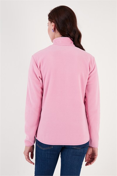 Slim Fit Yumuşak Dokulu Anti-Pilling Tüylenme Yapmayan Yarım Fermuarlı Kadın Polar 5907000 Şeker Pembe