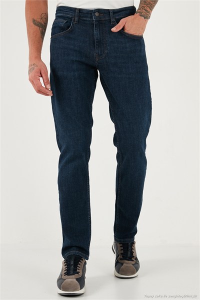 Streç Pamuklu Comfort Fit Yüksek Bel Boru Paça Jeans Erkek Kot Pantolon 4413C41TEXAS LACİVERT