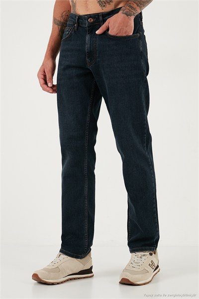 Streç Pamuklu Comfort Fit Yüksek Bel Boru Paça Jeans Erkek Kot Pantolon 4412C25TEXAS MAVİ